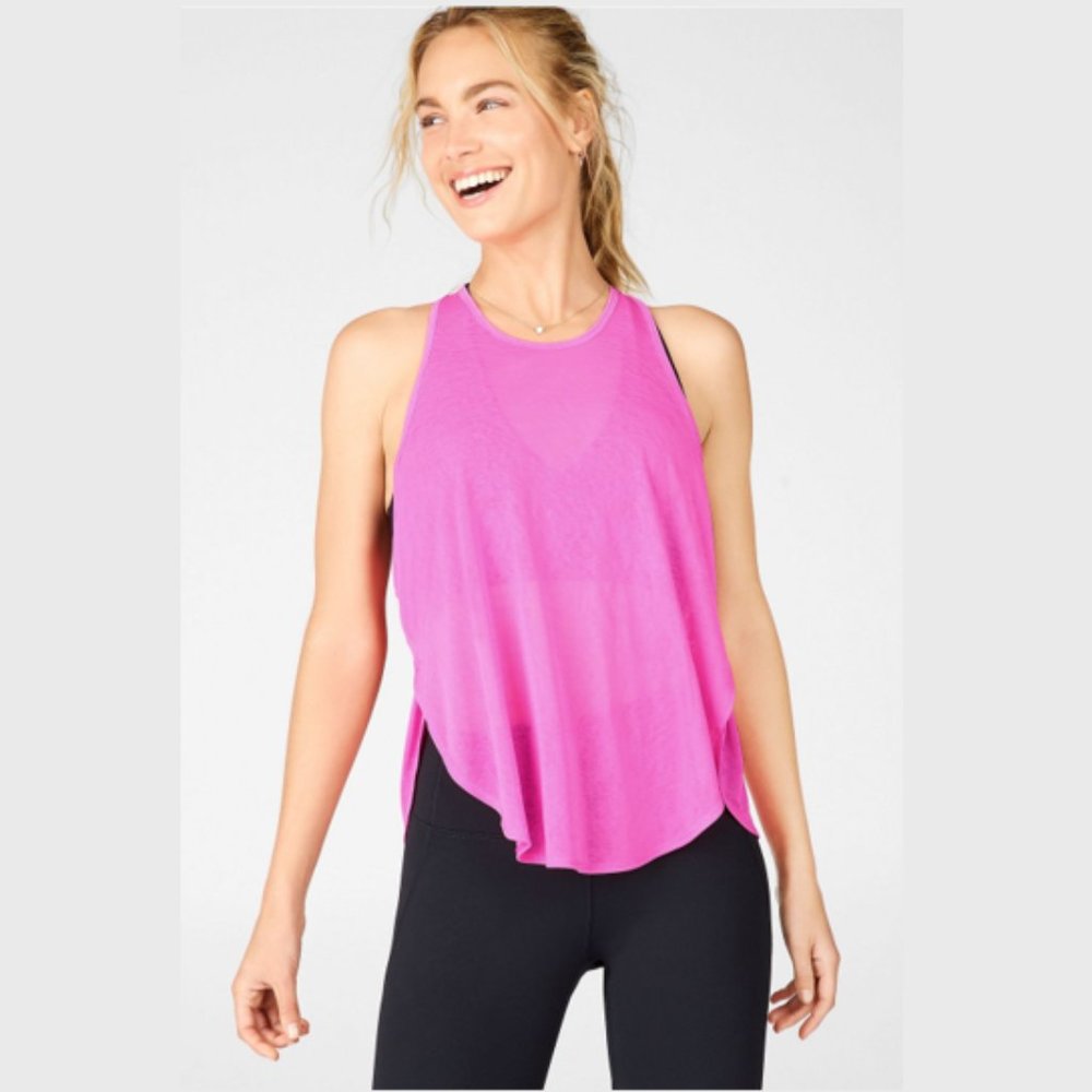 Fabletics Black/Pink Ryan Built-In Bra Tank